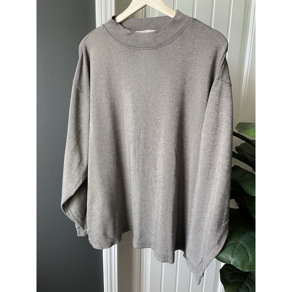 Vtg Forecast Classic Sportswear L/S Mock Neck Micro Stripe Ribbed Men's XL 90s